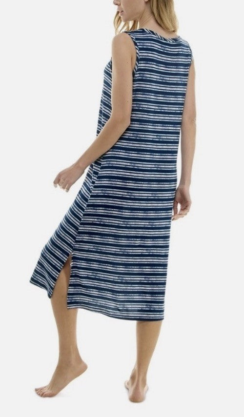 Roudelain Women's Printed Sleeveless Nightgown - Quartz Stripe, M