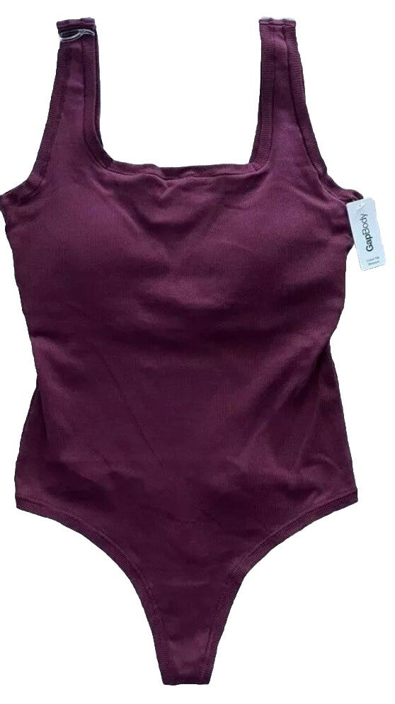 GAP Women's GapBody Logo Comfort Thong Bodysuit, Windsor Wine, Choose Size