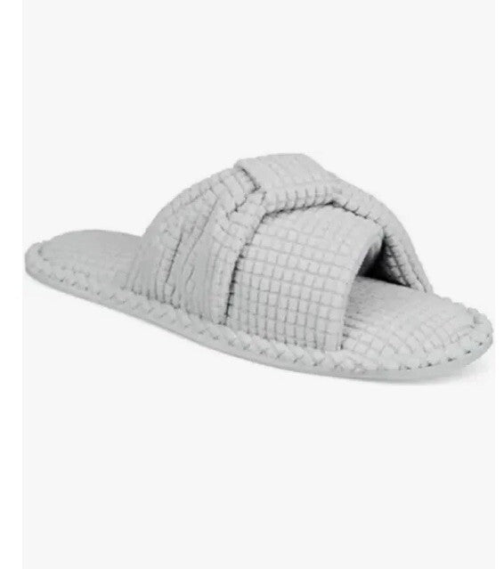 Charter Club Women's Textured Knot-Top Slippers Gray Color S 5-6
