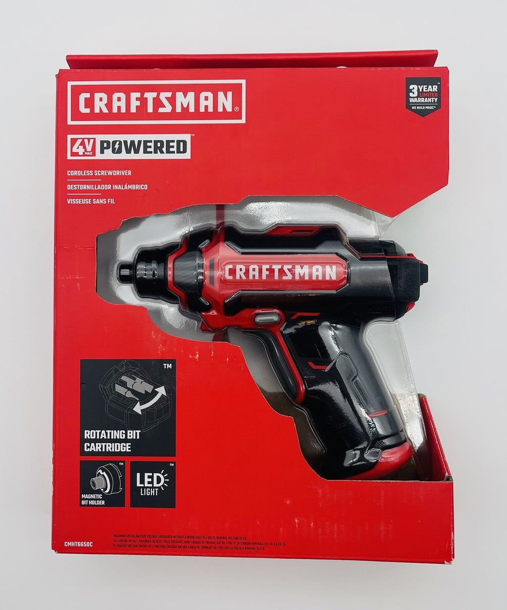 CRAFTSMAN Cordless Screwdriver 4V Power Battery, Charger, driving Bits CMHT6650C