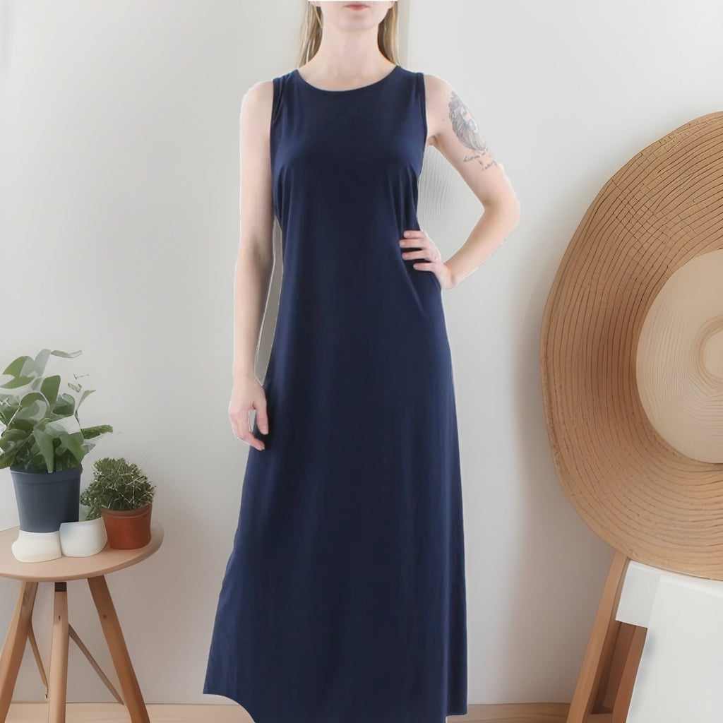 Vince Camuto Women's Blue Sleeveless Round-Neck Back-Keyhole Dress Plus Size 2X