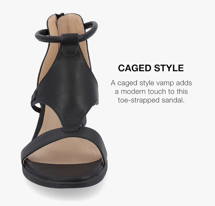 Journee Collection Women's Trayle Wedge Sandals Black 8M