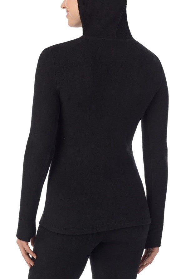 Cuddl Duds Fleecewear Half-Zip Hooded Top Black M
