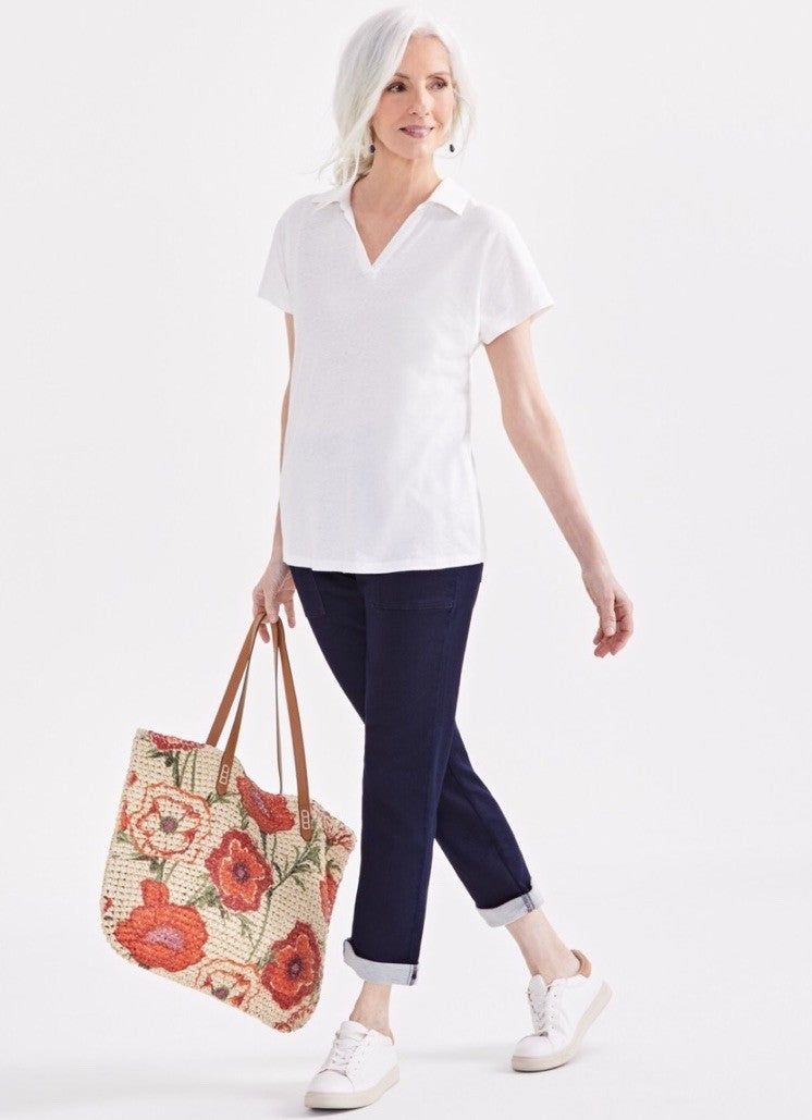 Style & Co Petite Linen-Blend Polo Shitake PL