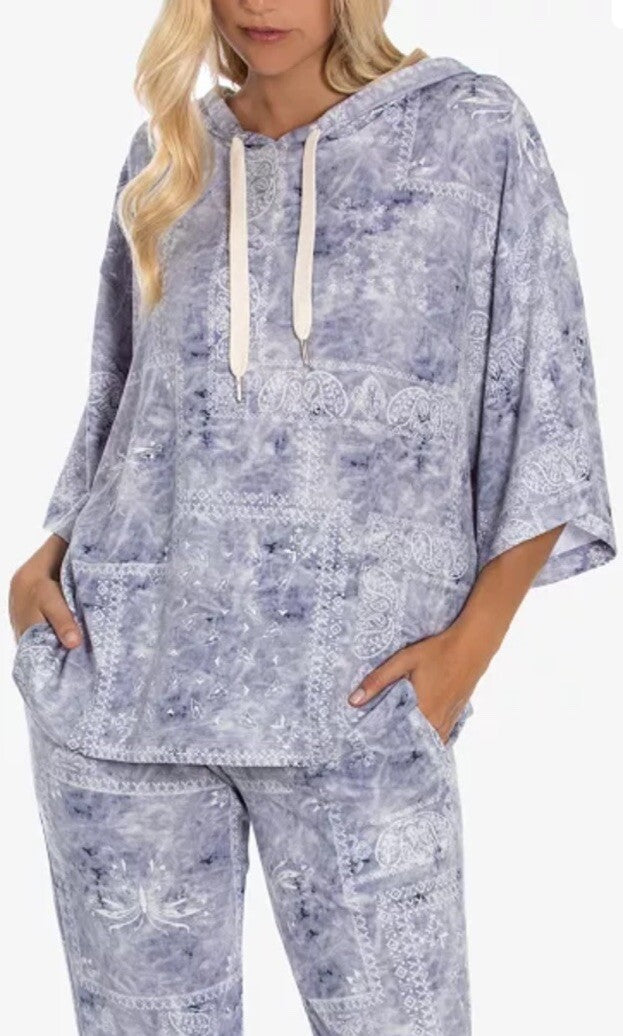 Midnight Bakery Bandana Hacci Hoodie in Railey Bandana Blue  Medium