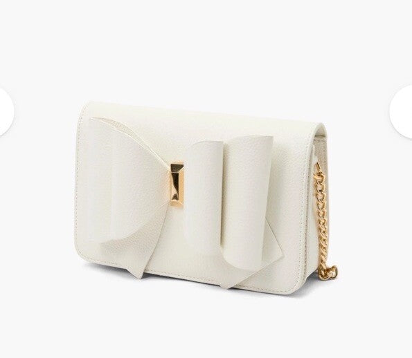 JANE OVERFLAP BOW CROSSBODY BAG WHITE