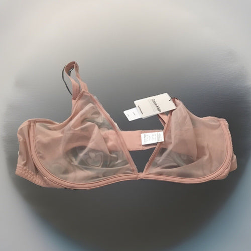 CALVIN KLEIN Women's Sheer Marquisette Unlined Plunge Bra Subdued Pink 34C