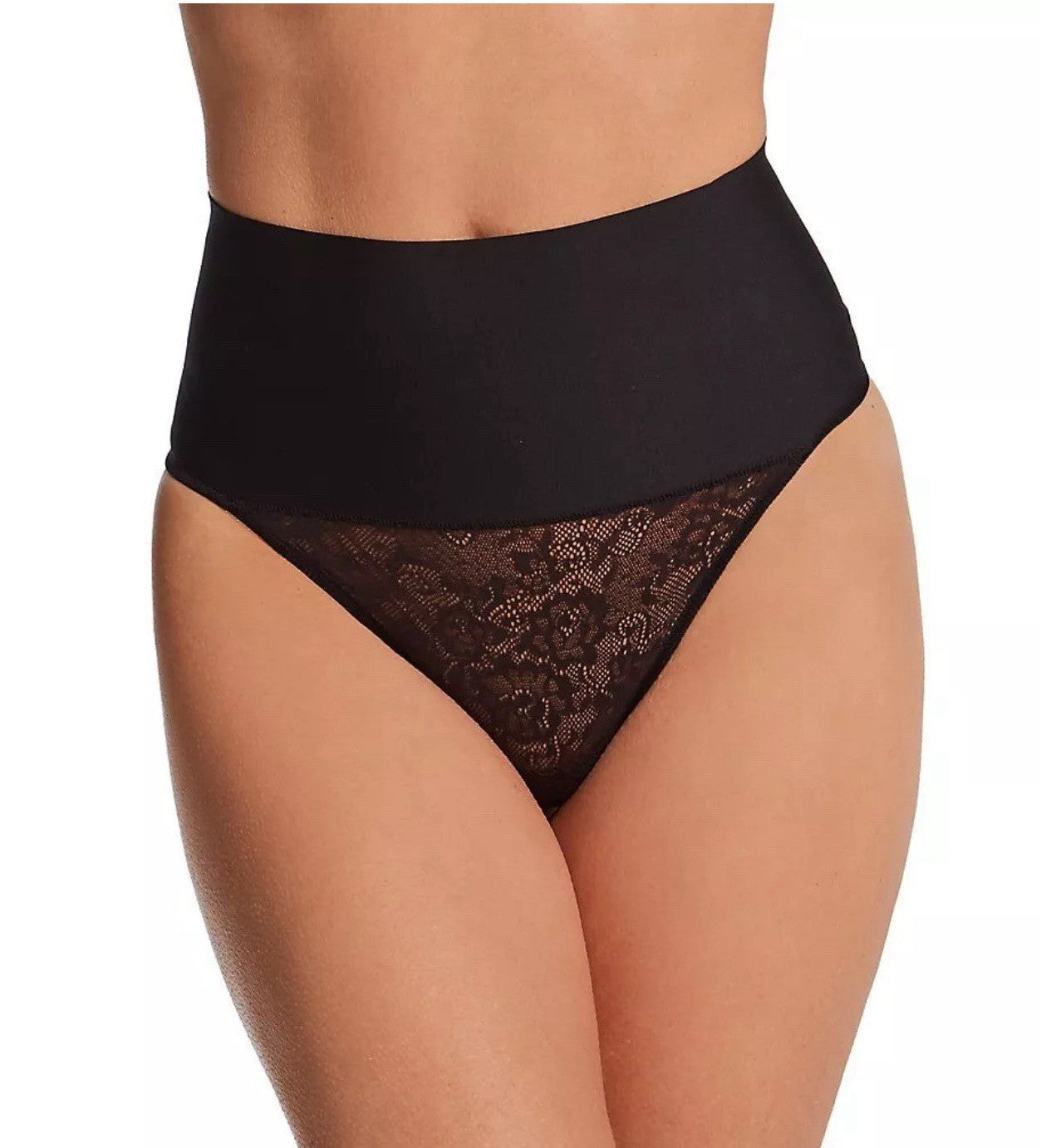 Maidenform Tame Your Tummy Lace Thong Women's Shapewear Underwear  Size XL Black