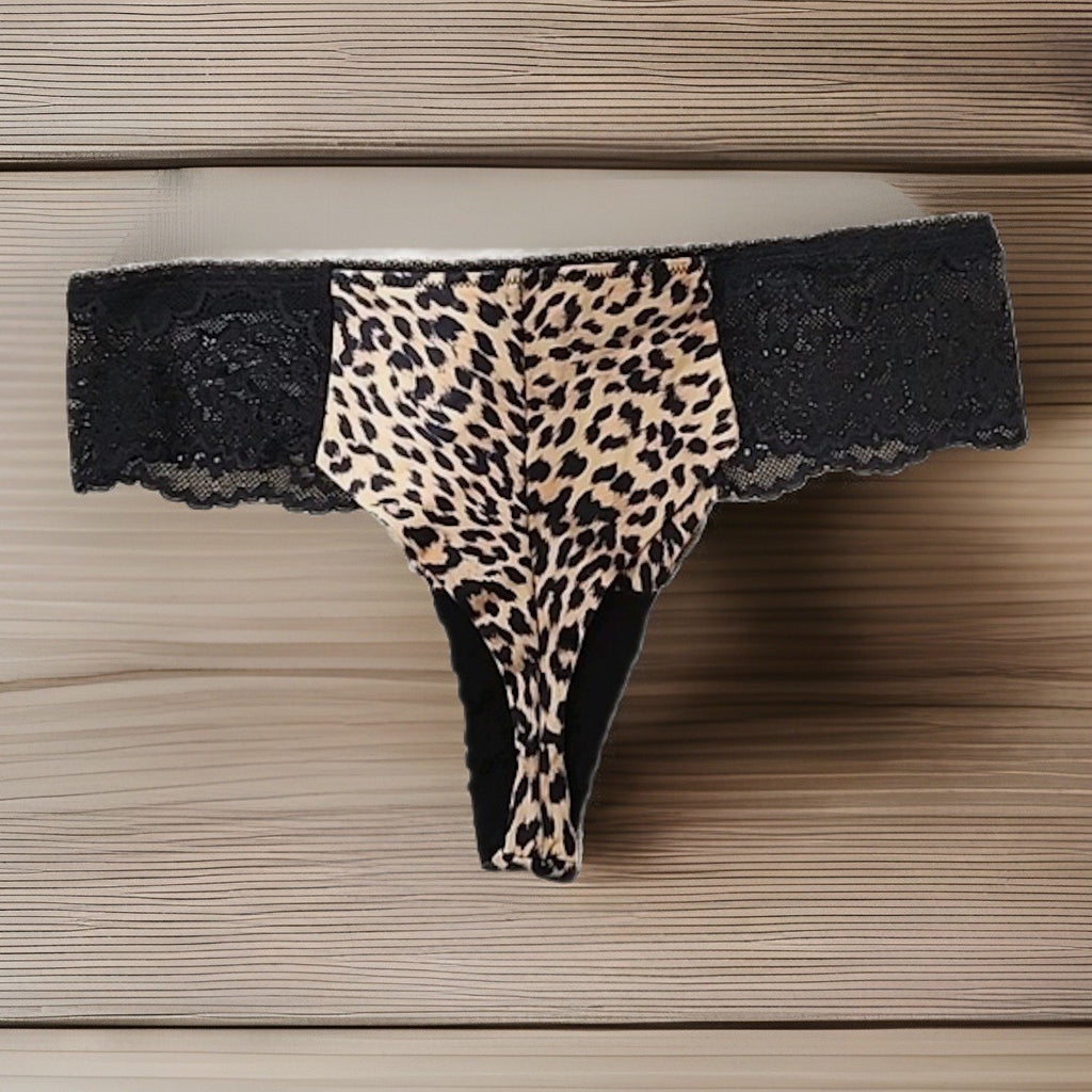 I.n.c. International Concepts Women's Satin Micro Cheetah Thong Underwear XLarge