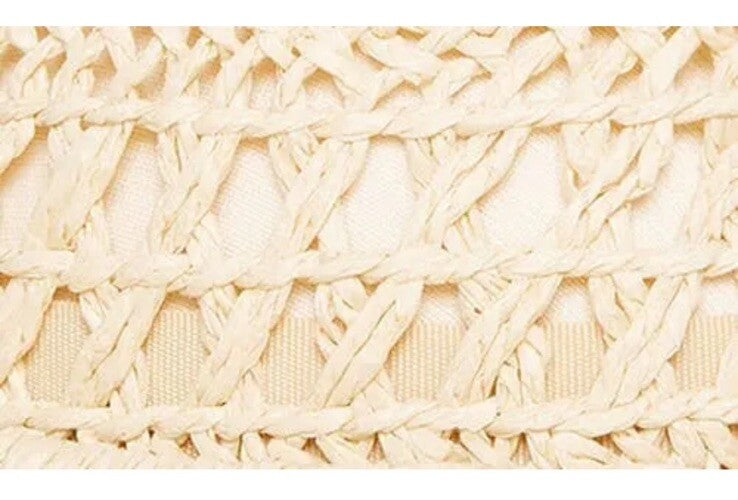 STEVE MADDEN HAILEY Straw Cowboy Hat Natural Beige Braided Trim PACKABLE