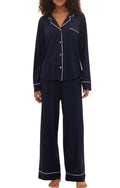 Gap Poplin Cotton Pajama Set Navy Blue Pinstripe M
