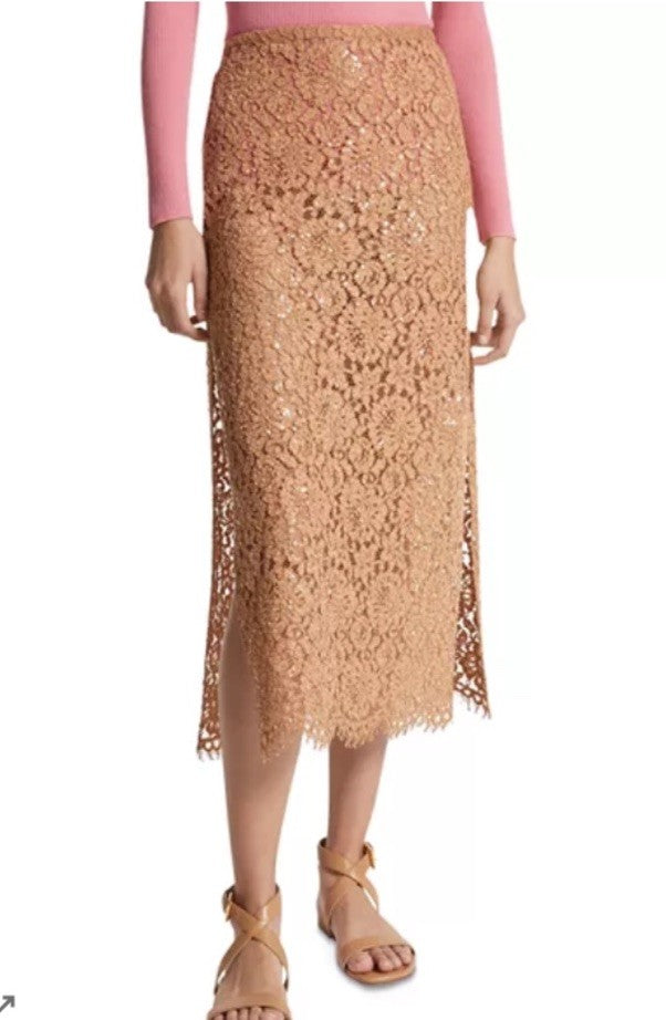 Michael Kors Women's Lace Trim Sequin Skirt, Size 4 Color Sustan