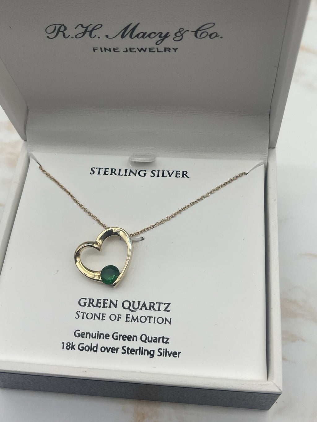 GREEN QUARTZ STONE OF EMOTION Genuine Green Quartz 18k Gold over Sterling Silver