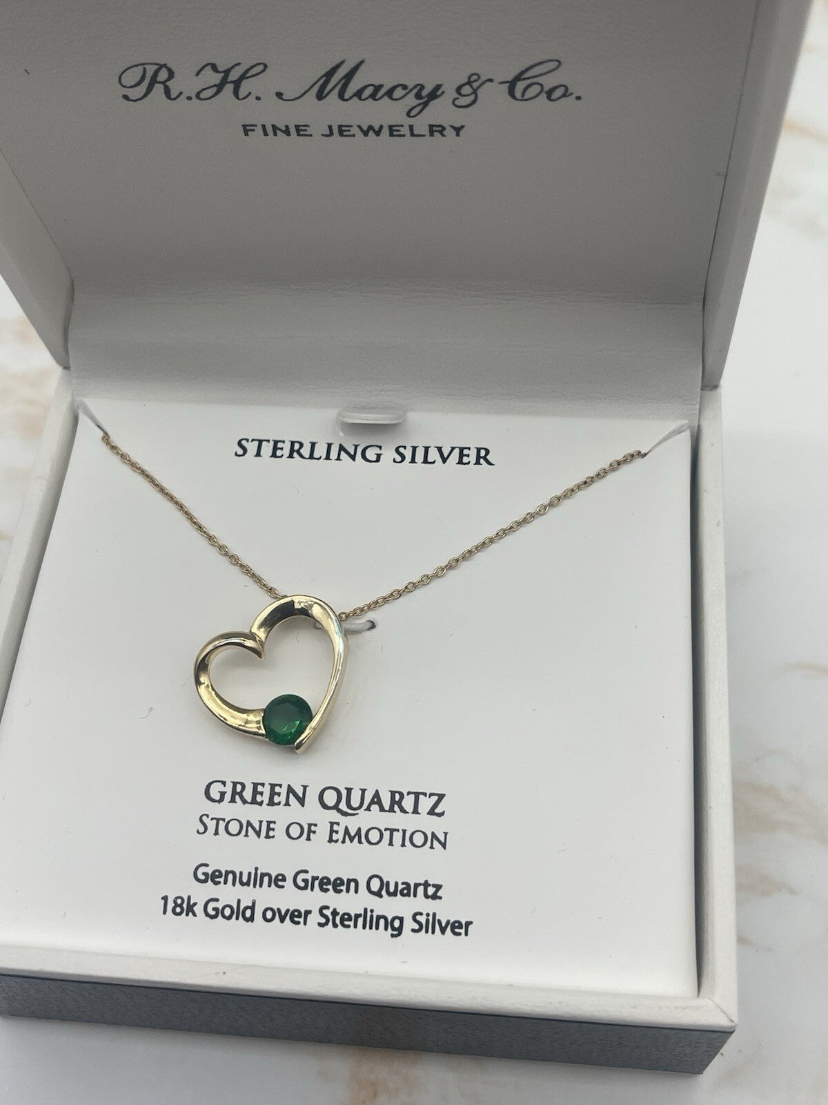 GREEN QUARTZ STONE OF EMOTION Genuine Green Quartz 18k Gold over Sterling Silver