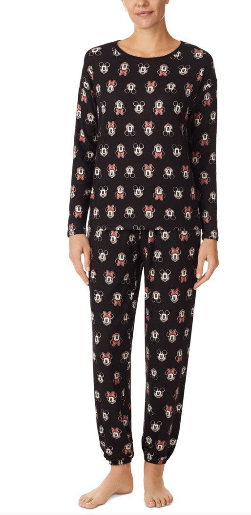 Disney Women's Mickey & Minnie Mouse Sleep Top - Black Print-Medium