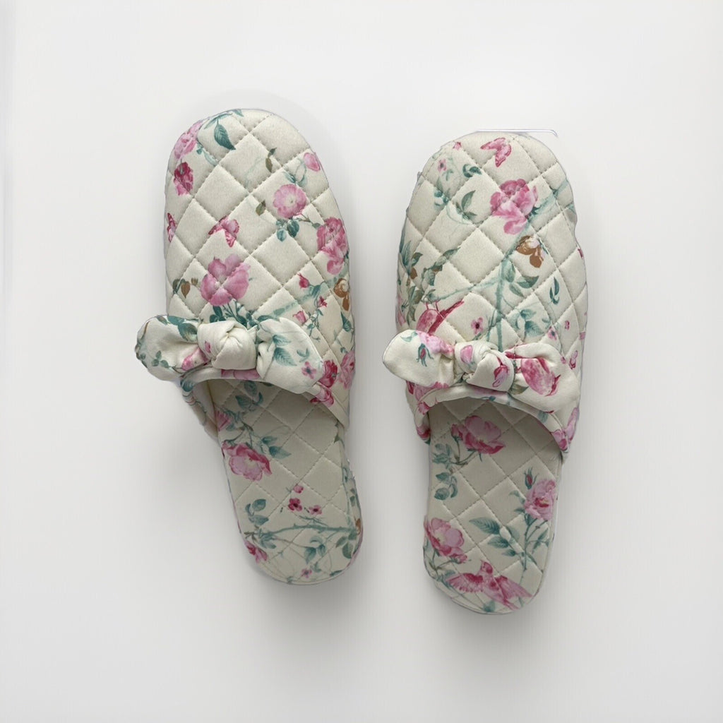 Charter Club Memory Foam Women’s Slippers S 5-6 Yellow With Flowers 