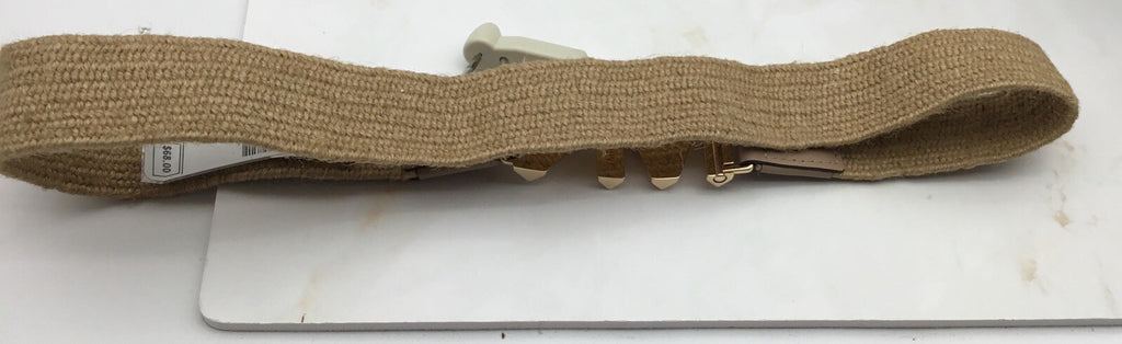 Michael Kors Straw Belt MK Logo Buckle Tan Beige Women's Accessory 