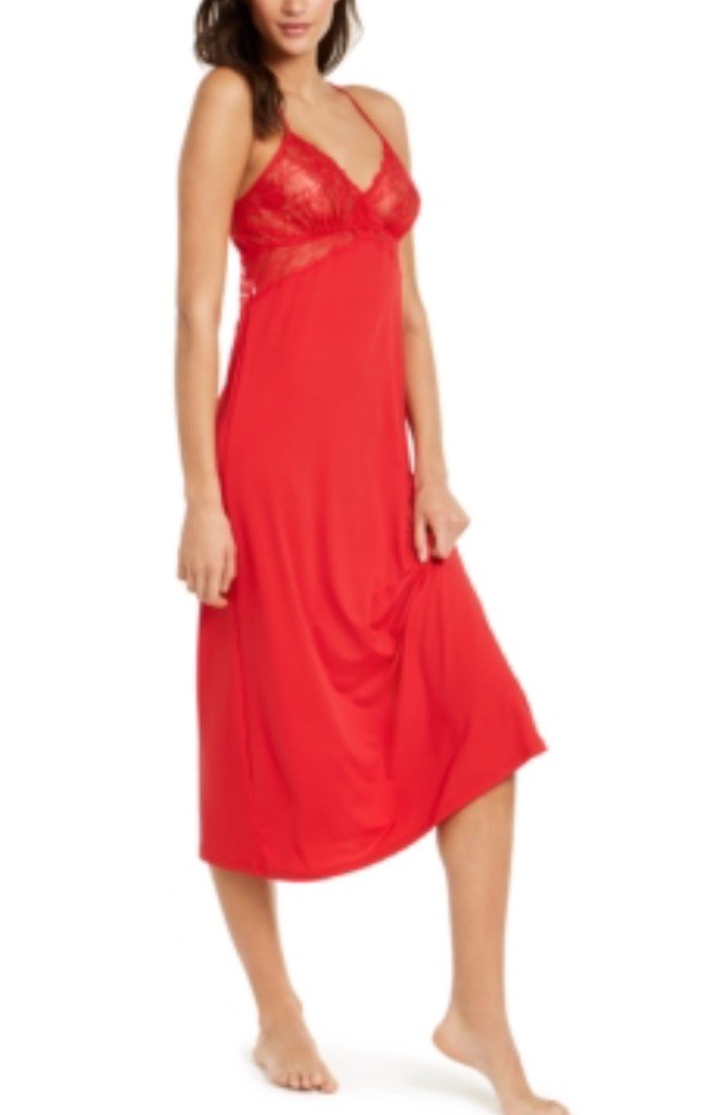 I.N.C. International Concepts Lace Long Nightgown Size XL Red