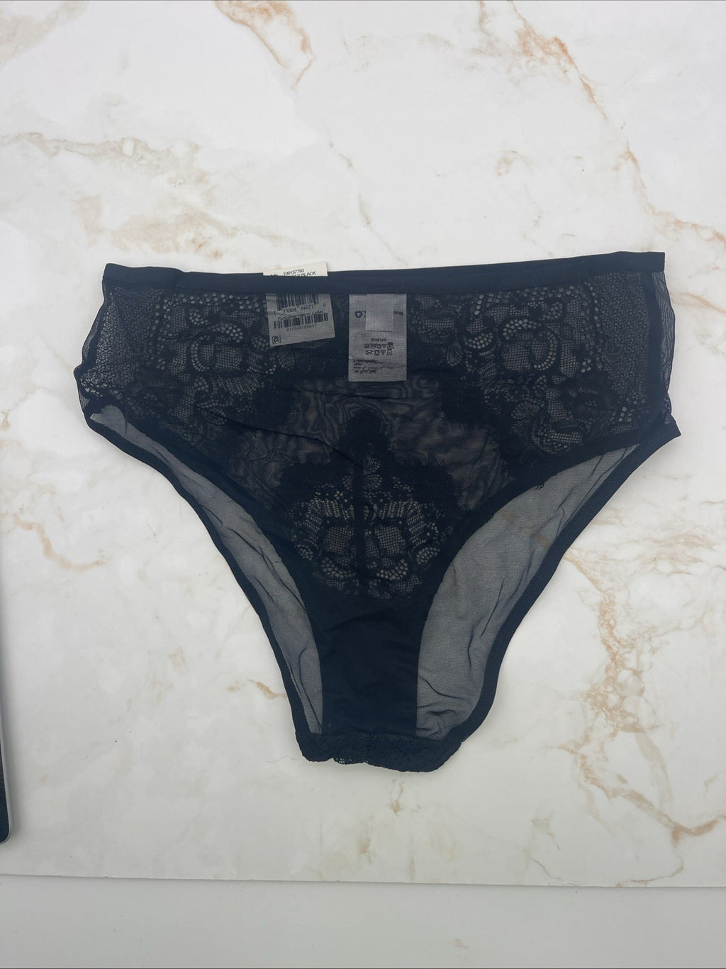 Inc International Concepts Women s Lace-Trim High-Waist Mesh Brief, Black, Small