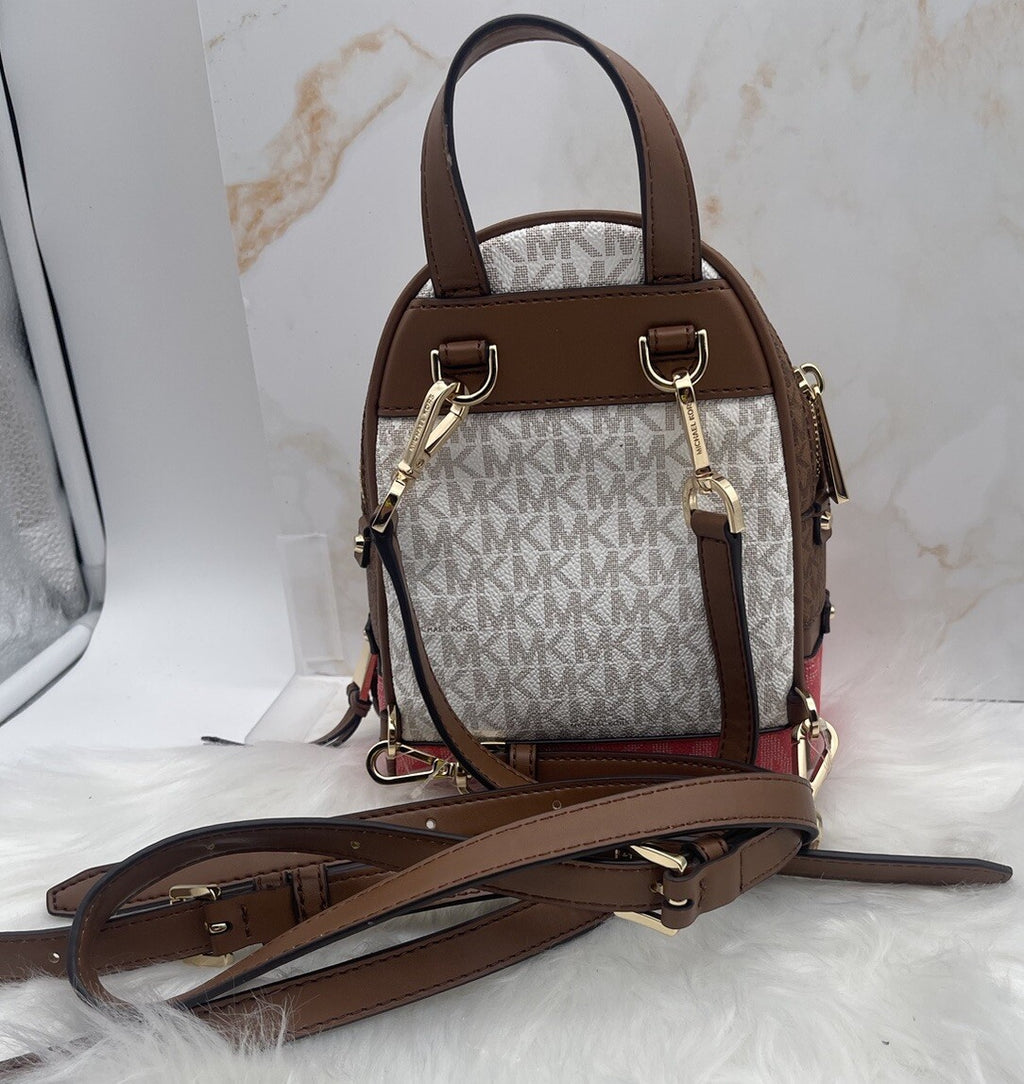 Michael Kors Logo Rhea Zip Extra Small Messenger Backpack 