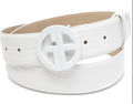 NWT Giani Bernini Women's Monochromatic Croc-Embossed Belt - White M