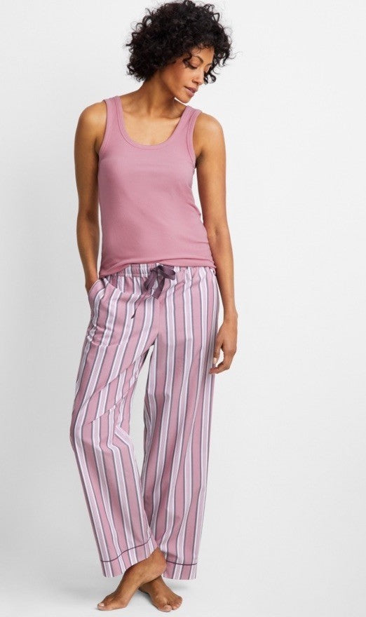 State of Day Women's Printed Poplin Pajama Pants- Mauve Orchid-XXL