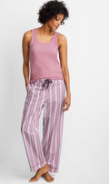 State of Day Women's Printed Poplin Pajama Pants- Mauve Orchid-XXL