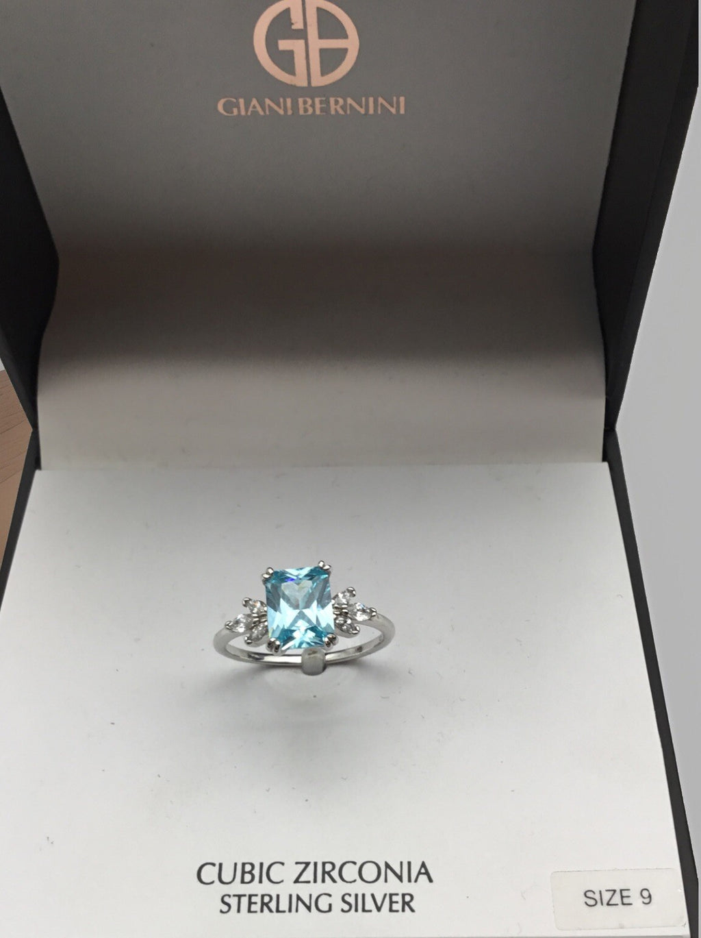 Giani Bernini Sterling Silver Lab Created Opal RG 7x9 Aqua Cz Size 9