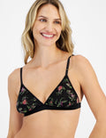 I.n.c. International Concepts Women's Tropical Flowers Mesh Bralette XXL Black