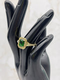 Charter Club Gold Plated Cubic Zirconia Green Cushion Stone Ring Size 6