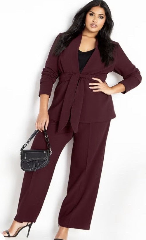 CITY CHIC Trendy Plus Size Audrie Pants Wine Color Size 22