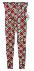 Planet Heart Juniors High Rise Holiday Leggings, Red & Green Gnome Plaid, XS