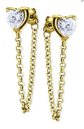 Giani Bernini Cubic Zirconia Heart Front and Back Chain Drop Earrings