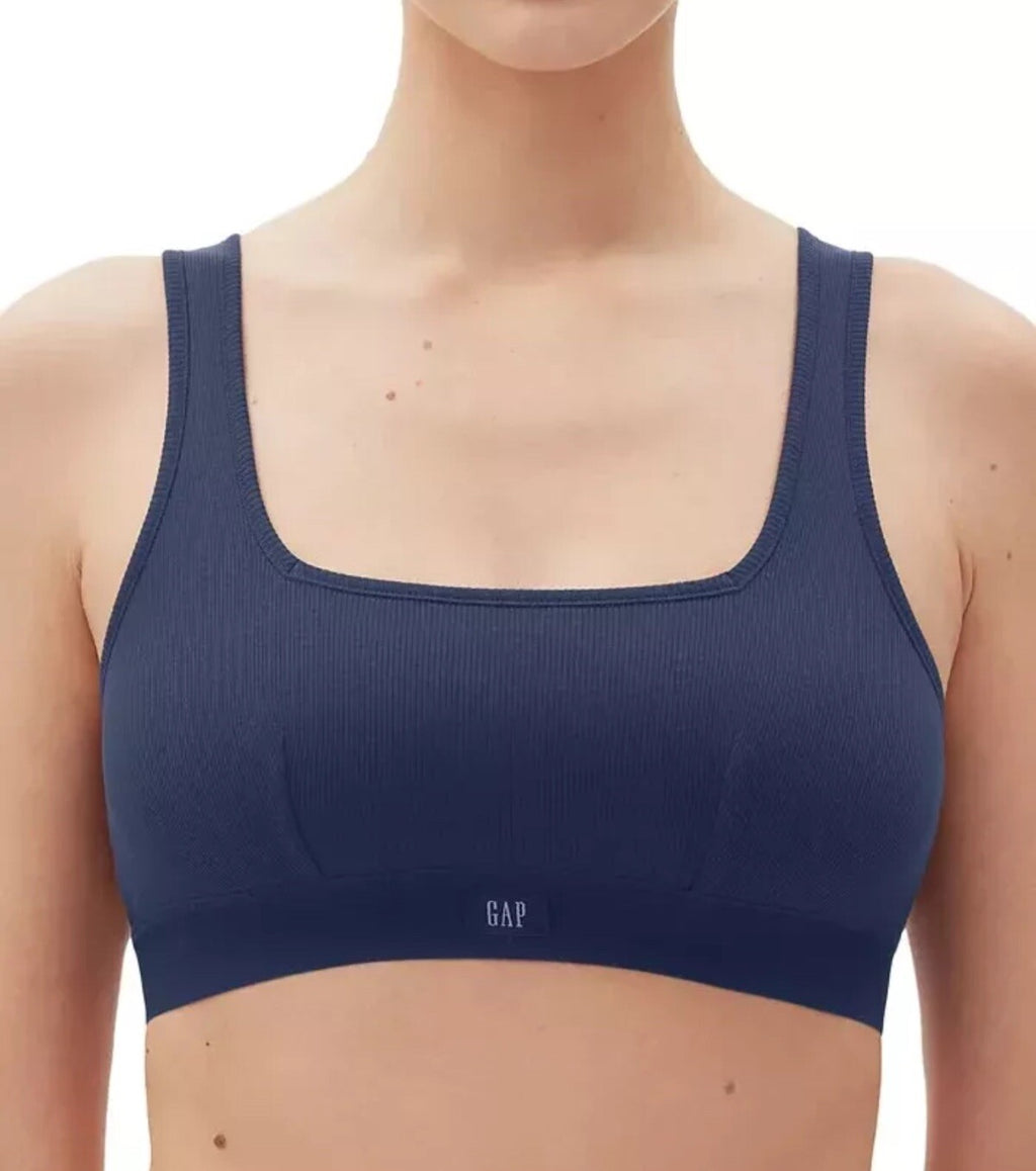 Gap GapBody Women's Ribbed Logo Comfort Racerback Bra True Navy Size  Medium 