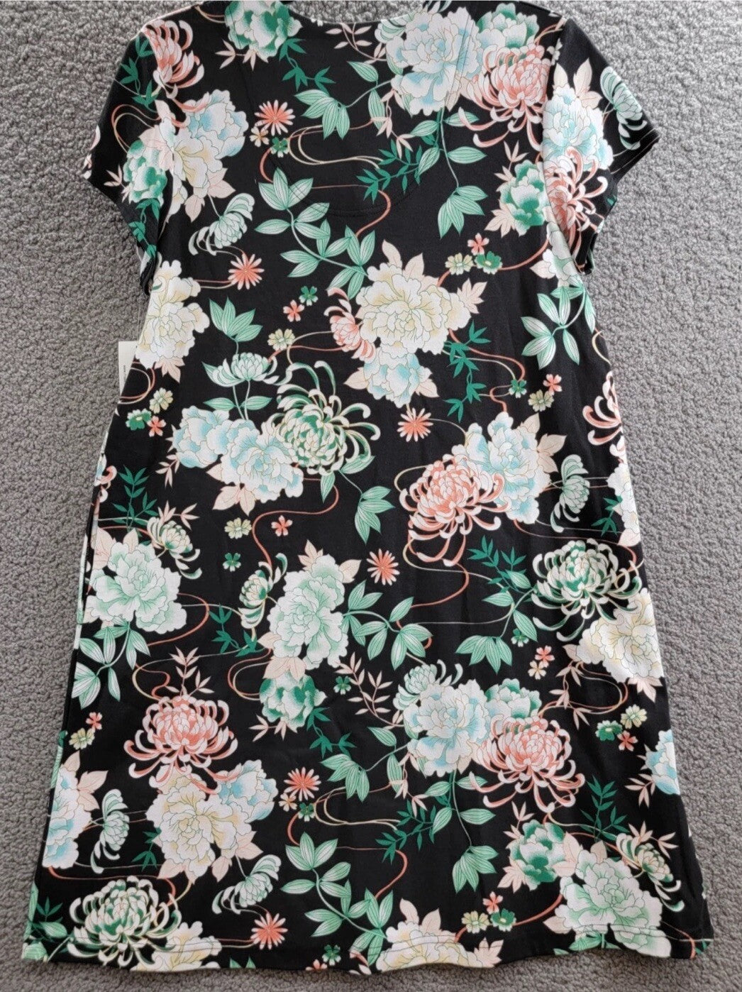 Miss Elaine Women's Short-Sleeve Floral Snap Robe - Seaside - SZ M $86
