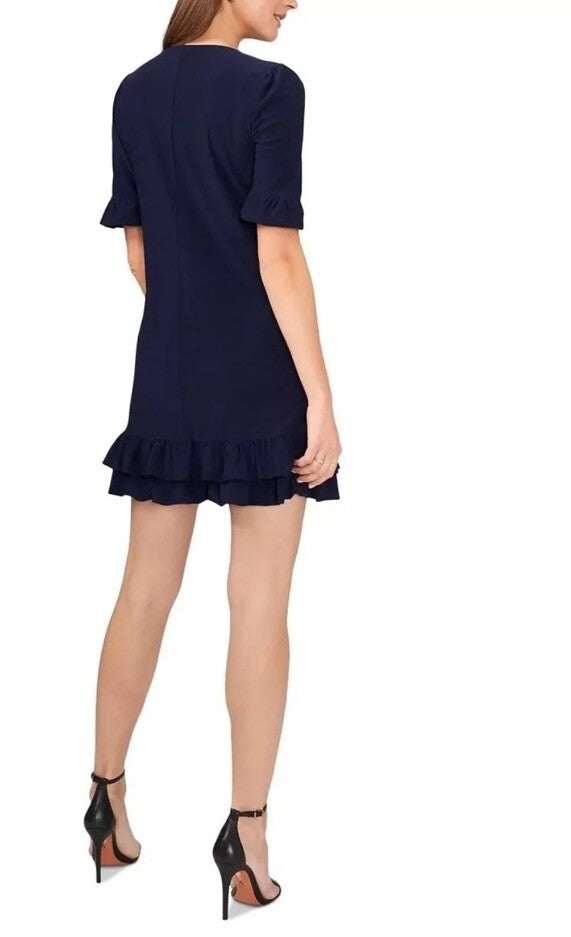 MSK Petites Womens Ruffle Mini Shift Dress PS