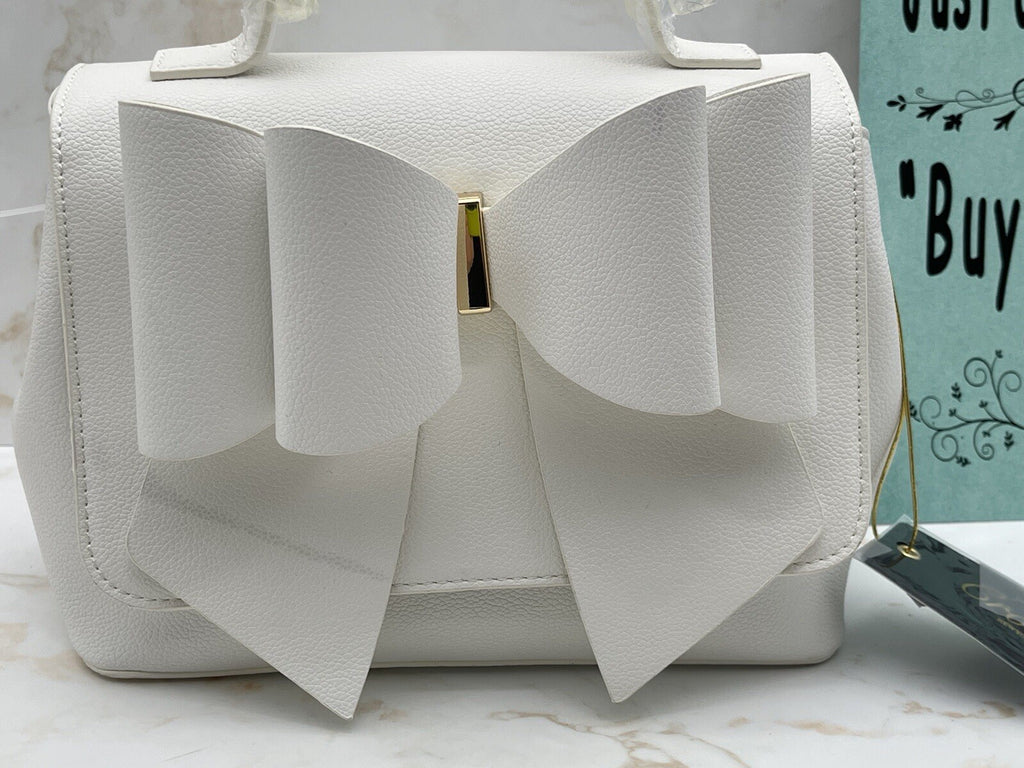 EVA DOUBLE BOW VEGAN SATCHEL CROSSBODY BAG WHITE 