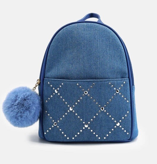 KINGSTON DENIM RHINESTONE MINI BACKPACK Dark Denim