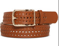 Steve Madden Women's Whipstitch Faux-Leather Belt Cognac M