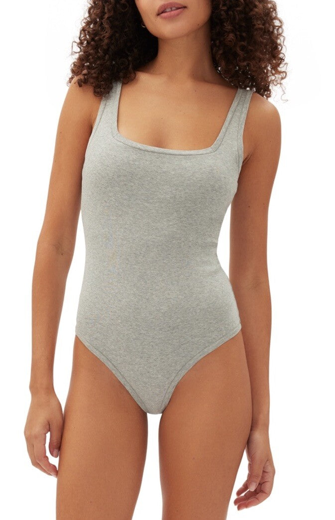 Gap bodysuit Thong GapBody Grey Comfort Cotton Ribbed Gray Size XS