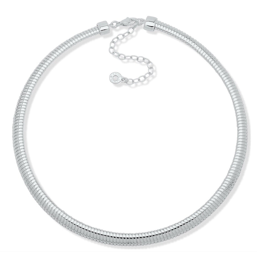 Silver Disc Chain Collar Necklace