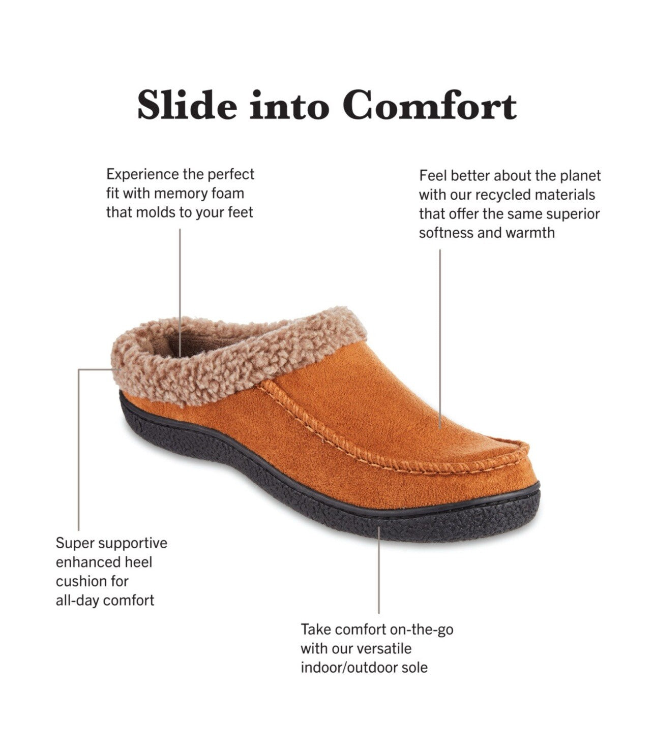 Isotoner Memory Foam Slippers Eco Comfort Brown  L 9.5-10.5
