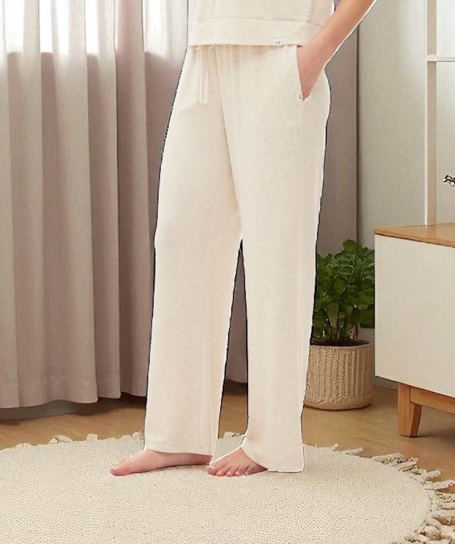 GAP GapBody Women's Ribbed Drawstring Pajama Pants Oatmeal Color XL