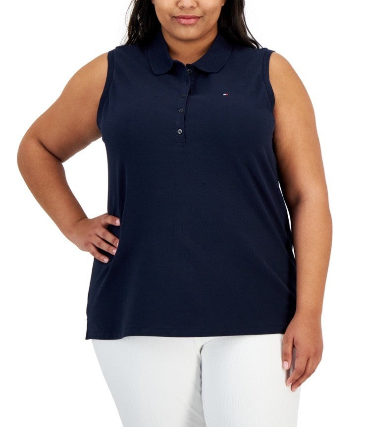 Tommy Hilfiger Women's Navy Blue Lace Sleeveless Polo Shirt Plus Size 3X
