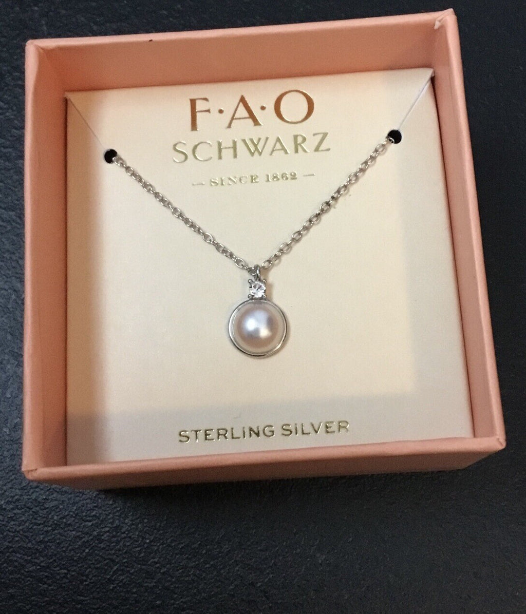 F. A. O Schwarz Sterling Silver Small Pearl Necklace