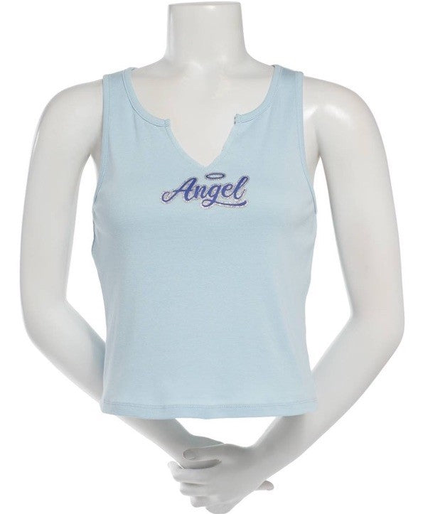 Self Esteem Juniors' Angel Graphic-Print Cotton Tank Top - Baby Blue,Size S
