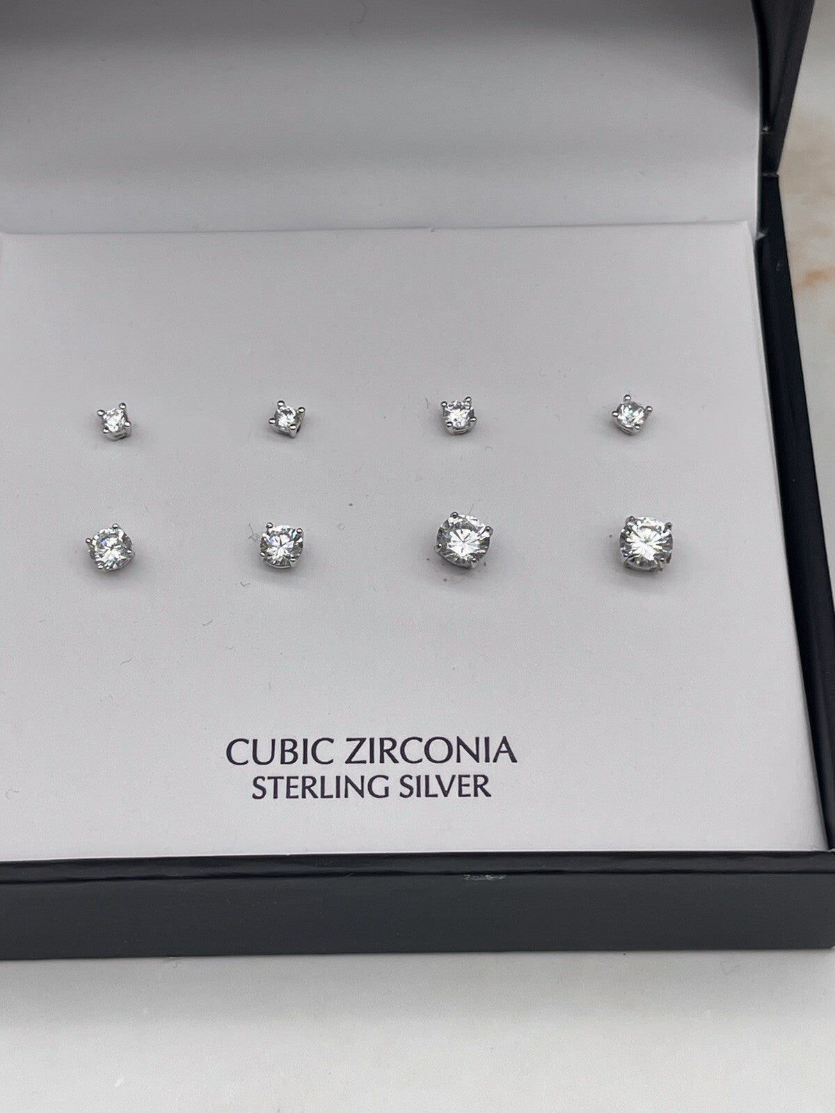 Giani Berni Cubic Zirconia Sterling Silver 4pc Earrings 