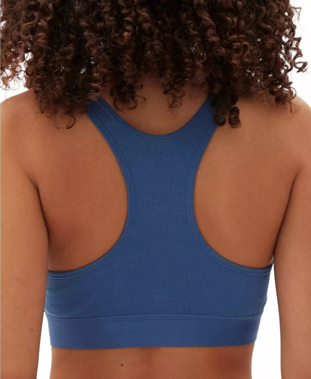 GAP GapBody Women's Ribbed Logo Comfort Racerback Bralette, Blue Large