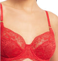 Lauren Ralph Lauren Women's Unlined Lace Full Coverage Bra Ruby Red 34DD
