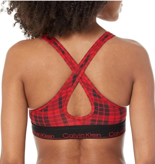 Calvin Klein Women’s Modern Cotton Lightly Lined Wireless Plaid Rouge Medium 